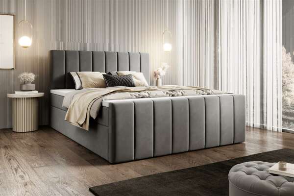Boxspringbett GARDA 2 im Samt-Stoff mit Bettkasten und 6 cm Topper