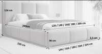 Polsterbett NIZZA im kuscheligen Bezugstoff ABRIAMO, großer Bettkasten u. Lattenrost mit 32 Lamellen