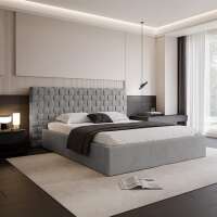 Polsterbett CASCADA im weichem Samt Bezugstoff MAGIC VELVET mit Bettkasten und Lattenrost mit 32 Lamellen