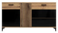Sideboard ARIS Eiche / schwarz Hochglanz, 3...