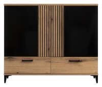 Highboard ARIS Eiche / schwarz Hochglanz, 2...