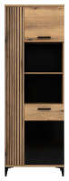 Hochschrank ARIS Eiche / schwarz Hochglanz, 3 Türen