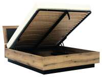 Bett ARIS Eiche / schwarz Hochglanz,140x200 cm o. Lattenrost / Matr.