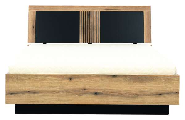 Bett ARIS Eiche / schwarz Hochglanz, 160x 200 cm o. Lattenrost / Matr.