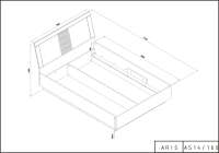 Bett ARIS Eiche / schwarz Hochglanz, 160x 200 cm o. Lattenrost / Matr.