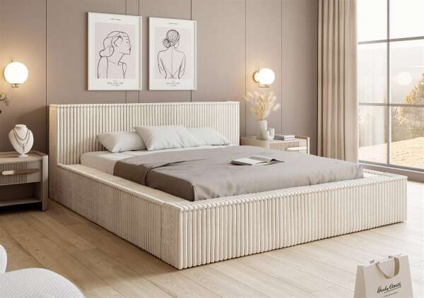 Polsterbett LUCCA 01 - Tilia Lattenrost großer Bettkasten