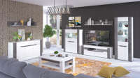 BRANDO Sideboard Set weiß, Beton, weiß Hochglanz