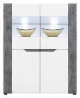 BRANDO Sideboard Set weiß, Beton, weiß Hochglanz
