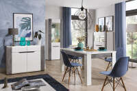 BRANDO Sideboard Set weiß, Beton, weiß Hochglanz