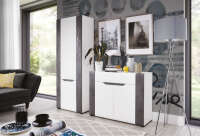 BRANDO B-6 weiß, Beton, weiß glänzend SHELF LP-Set