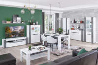 BRANDO B-7 Weiß, Beton, Weißglanz KLEIDERSCHRANK 2D Set
