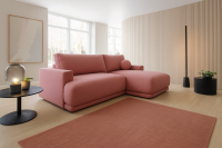 VENTO 1 Ecksofa im kuschelligem Stoff mit Schlaffunktion u. Bettkasten