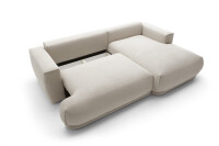 VENTO 1 Ecksofa im kuschelligem Stoff mit Schlaffunktion u. Bettkasten