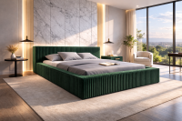 Polsterbett MODENA im kuschelligen Cord Bezugstoff TILIA  mit Bettkasten und Lattenrost mit 32 Lamellen