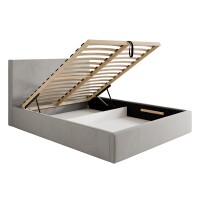 Polsterbett MODENA im kuschelligen Cord Bezugstoff TILIA  mit Bettkasten und Lattenrost mit 32 Lamellen beige (Tilia 03)-140 x 200 cm-mit Holz Rahmen Lattenrost