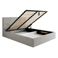 Polsterbett MODENA im kuschelligen Cord Bezugstoff TILIA  mit Bettkasten und Lattenrost mit 32 Lamellen beige (Tilia 03)-140 x 200 cm-mit Holz Rahmen Lattenrost