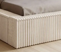 Polsterbett MODENA im kuschelligen Cord Bezugstoff TILIA  mit Bettkasten und Lattenrost mit 32 Lamellen beige (Tilia 03)-140 x 200 cm-mit Holz Rahmen Lattenrost