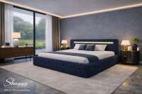 Luxus Polsterbett SHAGGY – Mika – Inkl. LED-Beleuchtung, Bettkasten & 32er Lattenrost