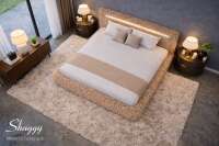 Luxus Polsterbett SHAGGY – Mika – Inkl. LED-Beleuchtung, Bettkasten & 32er Lattenrost