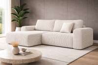 Ecksofa BERI in breitem CORD Stoff mit Schlaffunktion u....