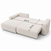 Ecksofa BERI in breitem CORD Stoff mit Schlaffunktion u. Bettkasten