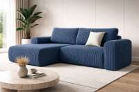 Ecksofa BERI in breitem CORD Stoff mit Schlaffunktion u. Bettkasten