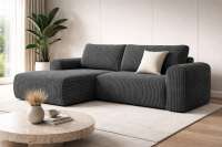 Ecksofa BERI in breitem CORD Stoff mit Schlaffunktion u. Bettkasten