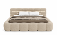 Polsterbett LUCIA Bouclé Designer- Wolkenbett mit Bettkasten u. LED-Beleuchtung, Lattenrost m. 32 Lamellen
