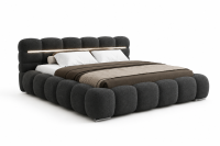 Polsterbett LUCIA Bouclé Designer- Wolkenbett mit Bettkasten u. LED-Beleuchtung, Lattenrost m. 32 Lamellen
