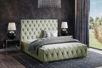 Polsterbett LORD im elegantem Samt Bezugstoff MAGIC VELVET, großer Bettkasten u. Lattenrost mit 32 Lamellen