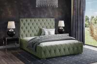 Polsterbett LORD im elegantem Samt Bezugstoff MAGIC VELVET, großer Bettkasten u. Lattenrost mit 32 Lamellen