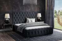 Polsterbett LORD im elegantem Samt Bezugstoff MAGIC VELVET, großer Bettkasten u. Lattenrost mit 32 Lamellen