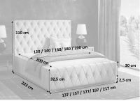 Polsterbett LORD im elegantem Samt Bezugstoff MAGIC VELVET, großer Bettkasten u. Lattenrost mit 32 Lamellen